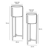 KantoormeubelenPlus Jessy Bloempot op Standaard - Set van 2 - H79 x Ø28 cm - Metaal - Zwart