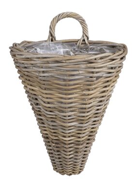 KantoormeubelenPlus Marcia Plantenmand Muurhanger voor Buiten - L35 x B29 x H42 cm - Rotan - Grijs