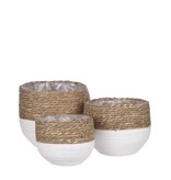 KantoormeubelenPlus Jorck Mand voor Planten - Set van 3 - H24 x Ø26 cm - Off White