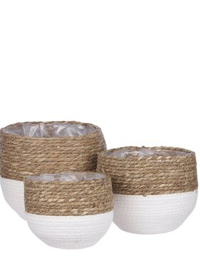 KantoormeubelenPlus Jorck Mand voor Planten - Set van 3 - H24 x Ø26 cm - Off White