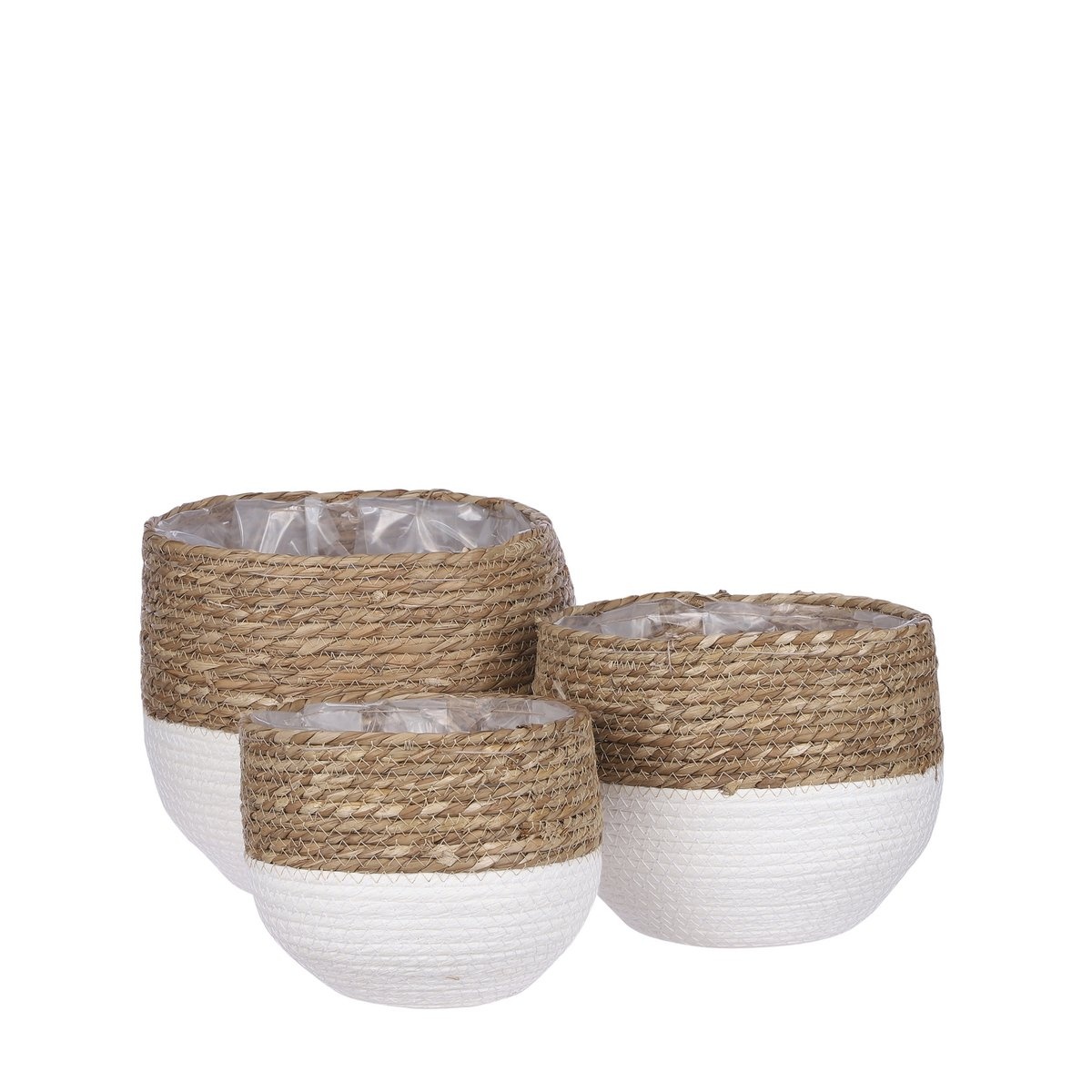 KantoormeubelenPlus Jorck Mand voor Planten - Set van 3 - H24 x Ø26 cm - Off White
