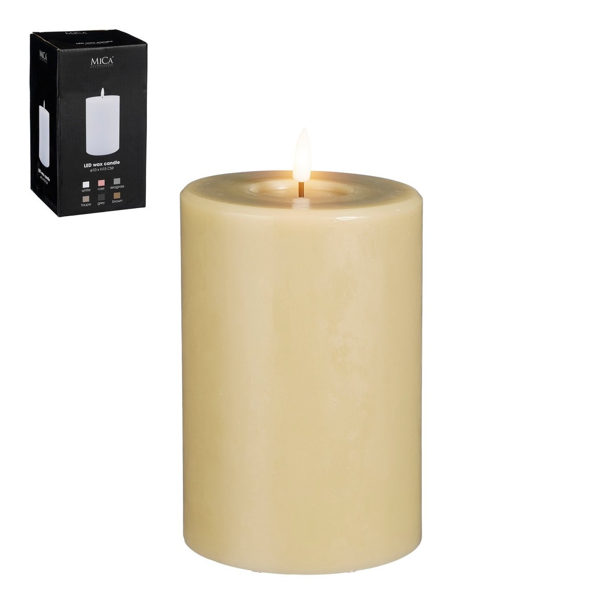 KantoormeubelenPlus LED Kaars - H15 x Ø10 cm - Wax - Taupe