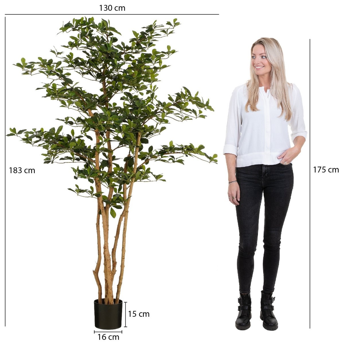 KantoormeubelenPlus Kunstplant Olijfboom in Pot - H183 x Ø130 cm - Groen