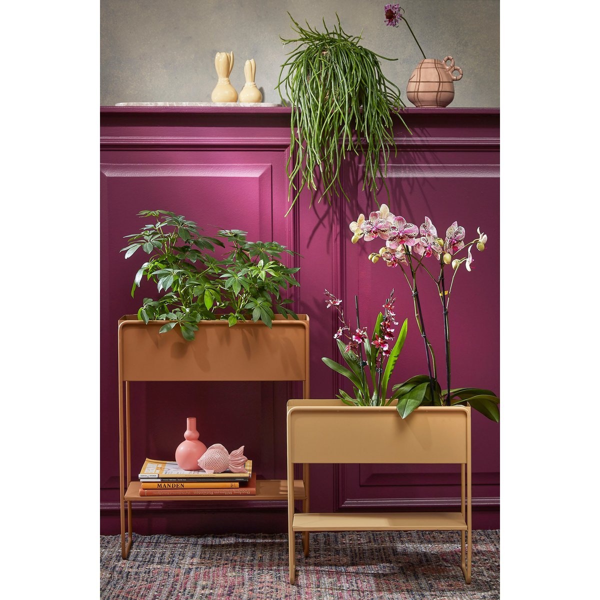 KantoormeubelenPlus Cubica Staande Plantenbak - L45 x B18 x H44 cm - Metaal - Lichtbruin