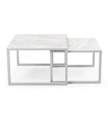 KantoormeubelenPlus Stalux Salontafelset 'Lisa' 65 en 50cm, kleur wit / wit marmer