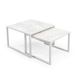 KantoormeubelenPlus Stalux Salontafelset 'Lisa' 65 en 50cm, kleur wit / wit marmer