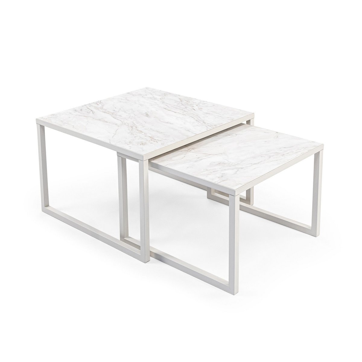 KantoormeubelenPlus Stalux Salontafelset 'Lisa' 65 en 50cm, kleur wit / wit marmer