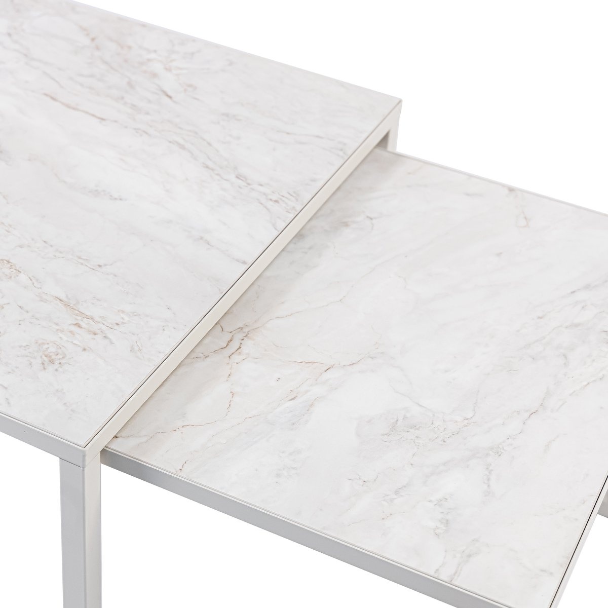 VidaXL Stalux Salontafelset 'Lisa' 65 en 50cm, kleur wit / wit marmer