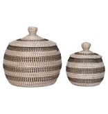 KantoormeubelenPlus Ipoh Basket - Mand, zeegras, naturel/wit/zwart, set van 2