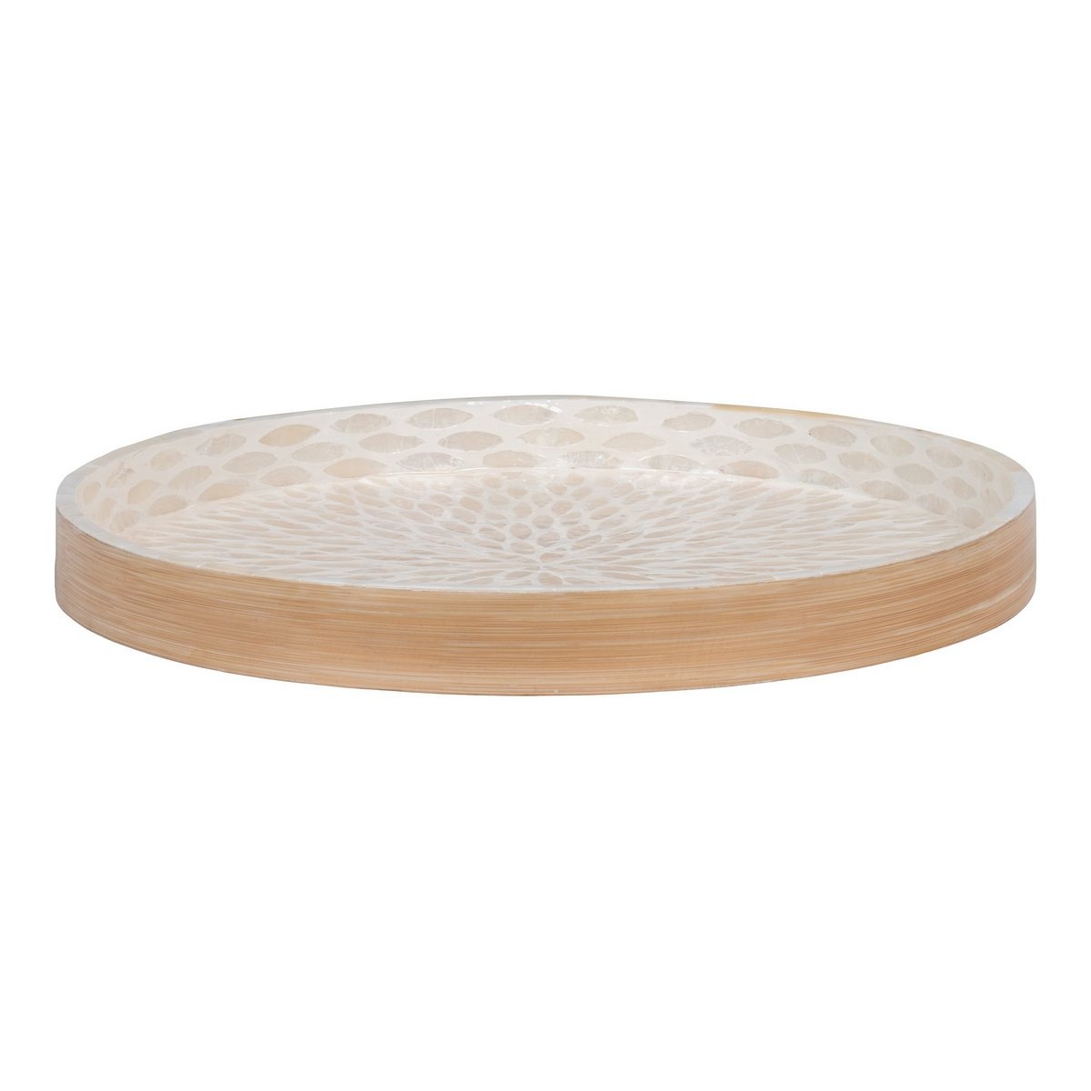 KantoormeubelenPlus Dienblad - Dienblad, bamboe/capiz, beige, 40x40x3,5 cm