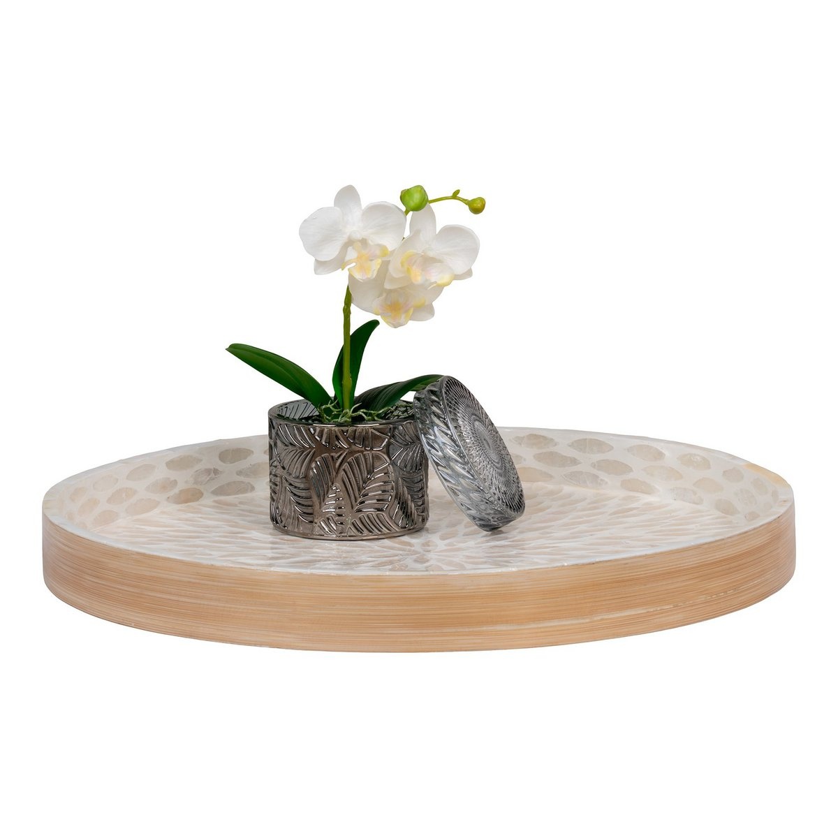KantoormeubelenPlus Dienblad - Dienblad, bamboe/capiz, beige, 40x40x3,5 cm