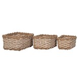 KantoormeubelenPlus Pala Basket - Mand, zeegras/papier, naturel/wit, set van 3