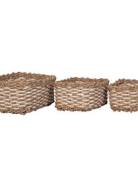 KantoormeubelenPlus Pala Basket - Mand, zeegras/papier, naturel/wit, set van 3