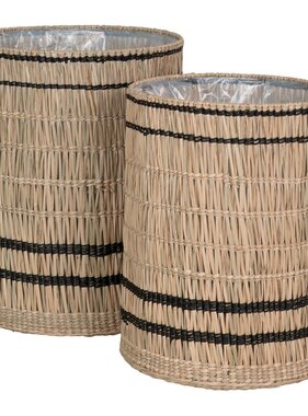 KantoormeubelenPlus Vinh Planter - Plantenbak, zeegras, rond, naturel, set van 2