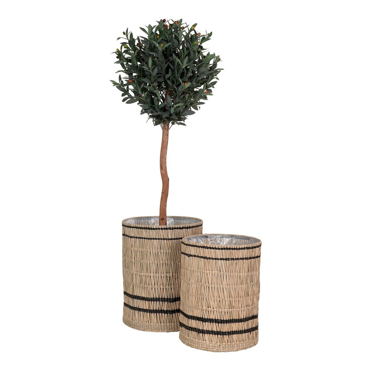 KantoormeubelenPlus Vinh Planter - Plantenbak, zeegras, rond, naturel, set van 2