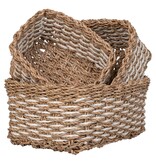 KantoormeubelenPlus Pala Basket - Mand, zeegras/papier, naturel/wit, set van 3