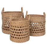 KantoormeubelenPlus Balok Basket - Mand, zeegras, naturel/zwart, set van 3