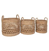 KantoormeubelenPlus Balok Basket - Mand, zeegras, naturel/zwart, set van 3