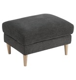 KantoormeubelenPlus Bologna Poef - Poef, donkergrijs met naturel houten poten, HN1045