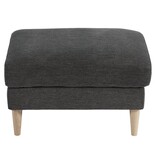 KantoormeubelenPlus Bologna Poef - Poef, donkergrijs met naturel houten poten, HN1045