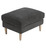 KantoormeubelenPlus Bologna Poef - Poef, donkergrijs met naturel houten poten, HN1045