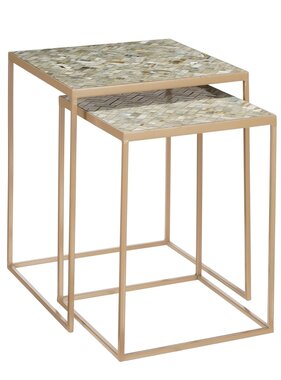 KantoormeubelenPlus Bijzettafel voor Buiten - Set van 2 - L38 x B38 x H48 cm - Metaal - Grijs