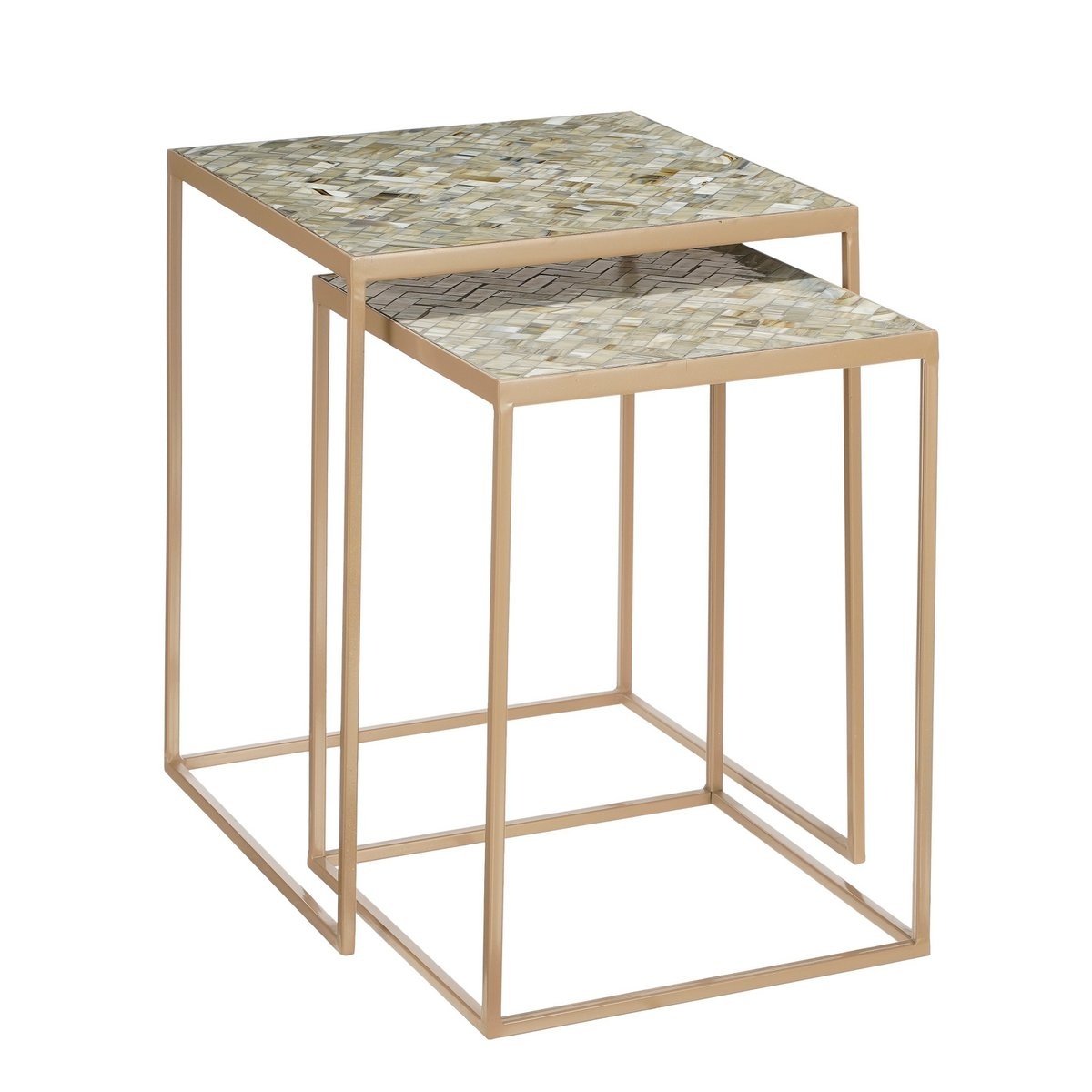 KantoormeubelenPlus Bijzettafel voor Buiten - Set van 2 - L38 x B38 x H48 cm - Metaal - Grijs