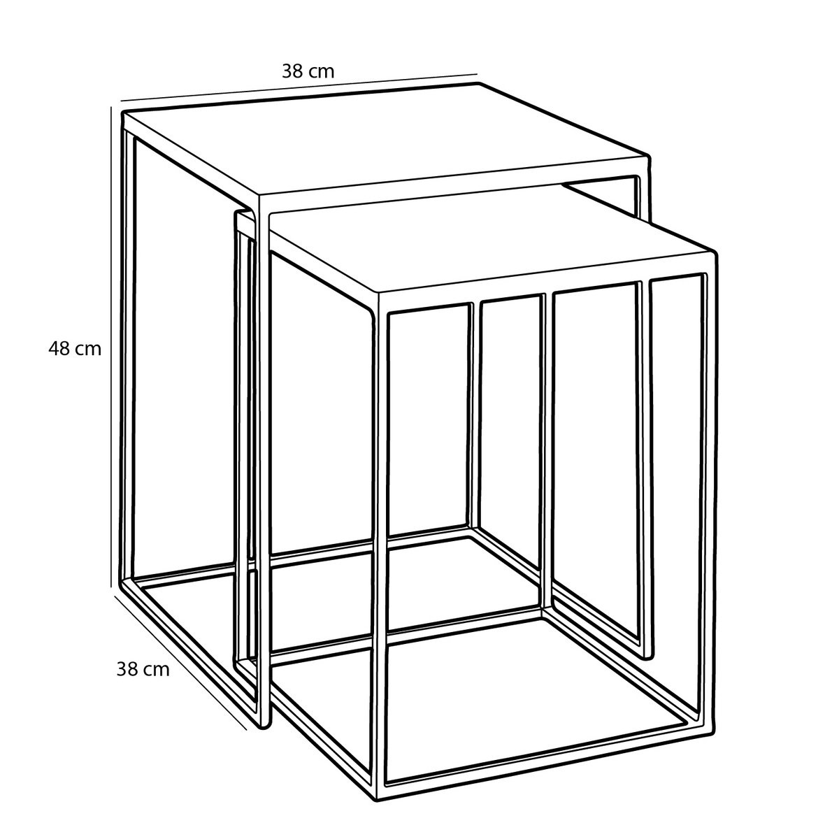 KantoormeubelenPlus Bijzettafel voor Buiten - Set van 2 - L38 x B38 x H48 cm - Metaal - Grijs