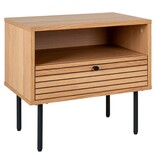 Kyoto Side Table - Bijzettafel, eikenfineer, zwart metalen poten, 1 lade, 50x40x50 cm