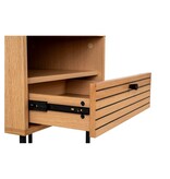 KantoormeubelenPlus Kyoto Side Table - Bijzettafel, eikenfineer, zwart metalen poten, 1 lade, 50x40x50 cm