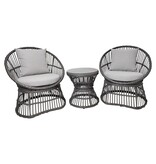Natal Lounge Set - Loungeset, rotan, grijs, incl. Kussens