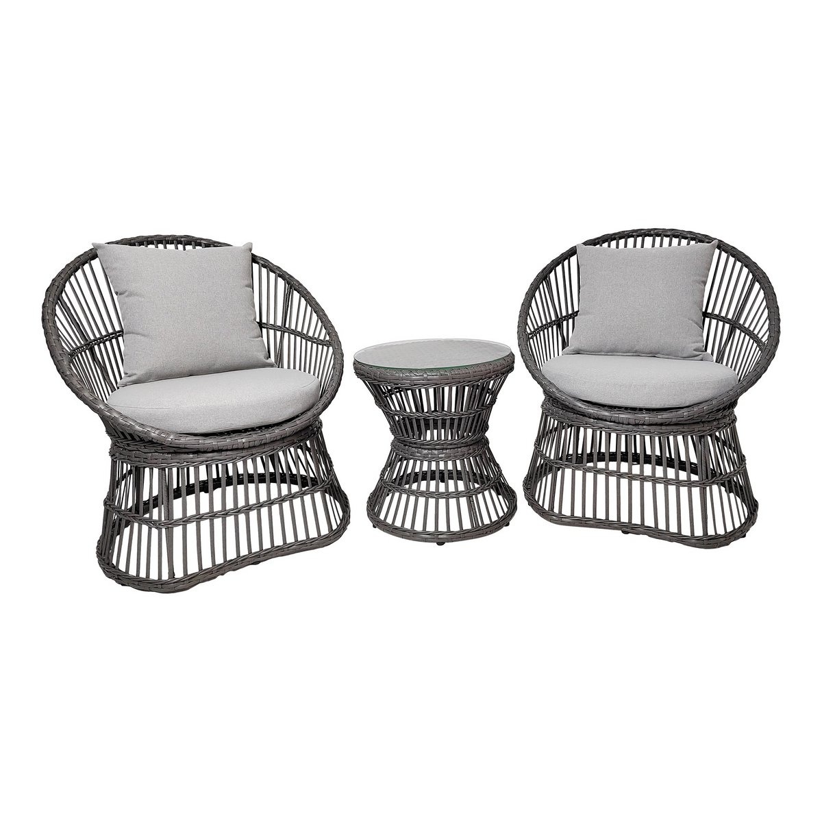 KantoormeubelenPlus Natal Lounge Set - Loungeset, rotan, grijs, incl. Kussens