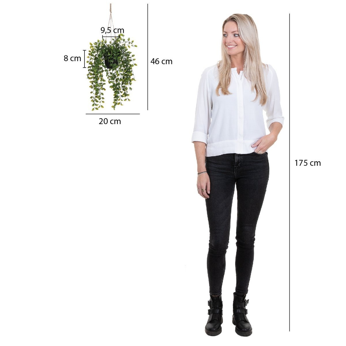 KantoormeubelenPlus Ficus Kunst Hangplant in Pot - H46 x Ø20 cm - Groen