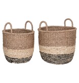 KantoormeubelenPlus Lima Basket - Mand in zeegras, natuur/bruin/zwart, set van 2