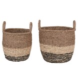 KantoormeubelenPlus Lima Basket - Mand in zeegras, natuur/bruin/zwart, set van 2