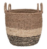 KantoormeubelenPlus Lima Basket - Mand in zeegras, natuur/bruin/zwart, set van 2