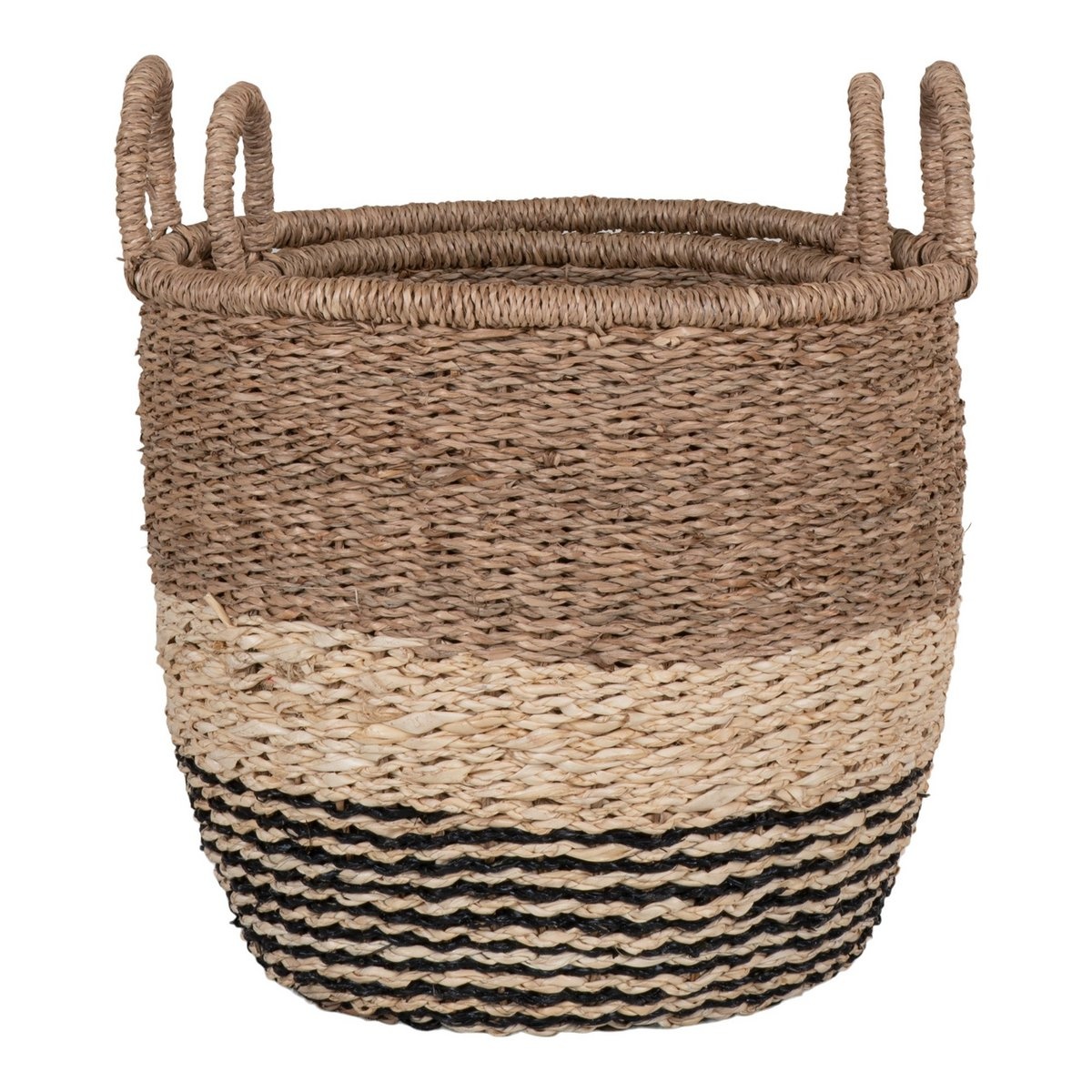 KantoormeubelenPlus Lima Basket - Mand in zeegras, natuur/bruin/zwart, set van 2