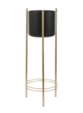 KantoormeubelenPlus Sverre Bloempot op Standaard - H81 x Ø27 cm - Zwart, Goud