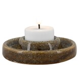 Theelichthouder - Theelichthouder, keramiek, groen, rond, ø10x2,5 cm