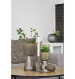 Theelichthouder - Theelichthouder, keramiek, groen, rond, ø10x2,5 cm