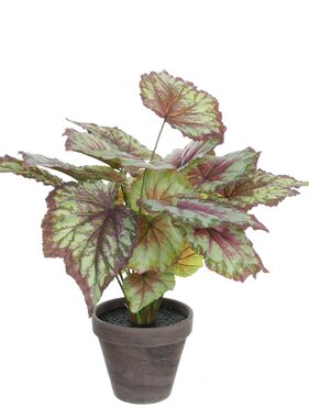 KantoormeubelenPlus Begonia Kunstplant in Bloempot Stan - H40 x Ø38 cm - Rood