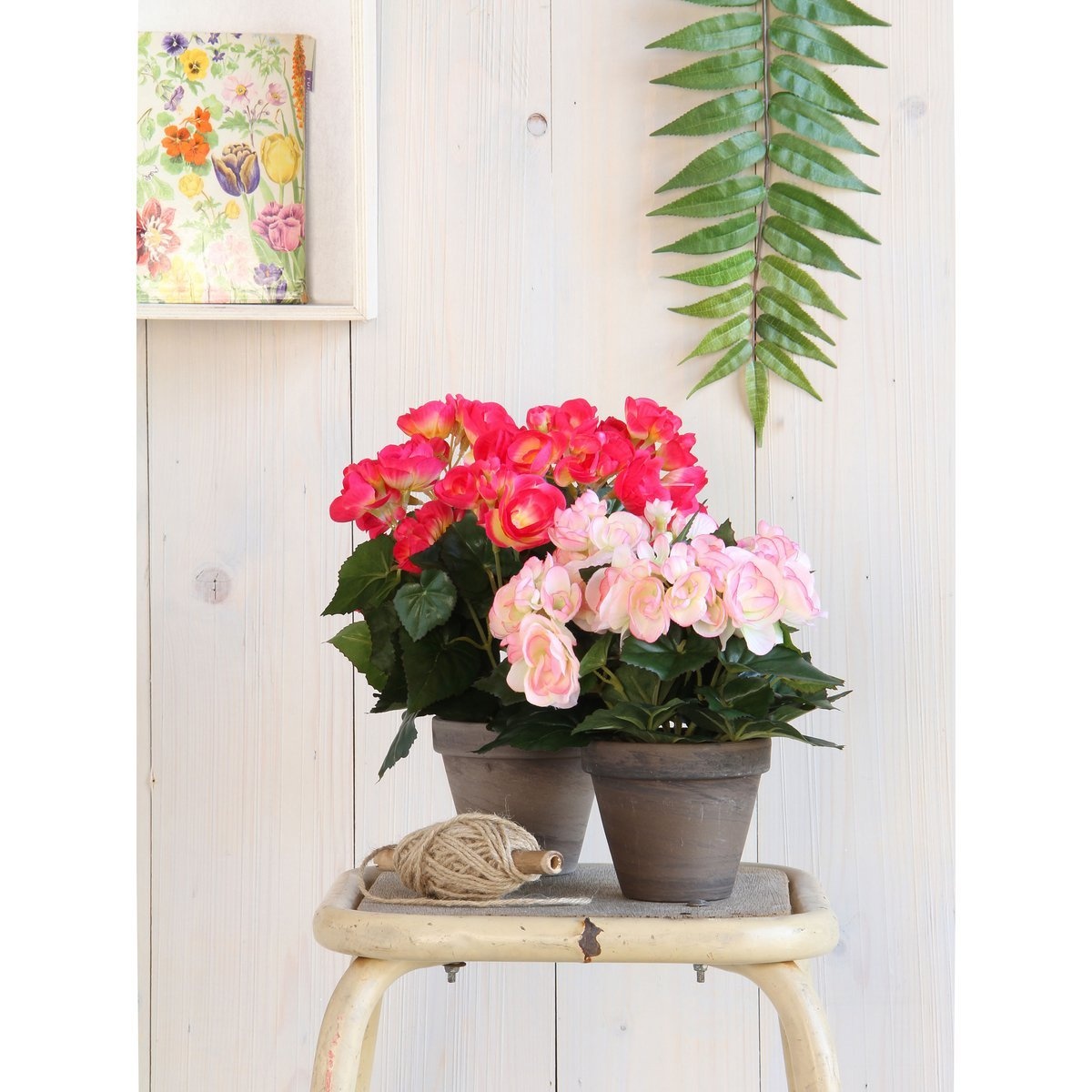 KantoormeubelenPlus Begonia Kunstplant in Bloempot Stan - H30 x Ø25 cm - Donkerroze