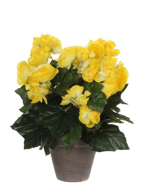 KantoormeubelenPlus Begonia Kunstplant in Bloempot Stan - H30 x Ø25 cm - Geel