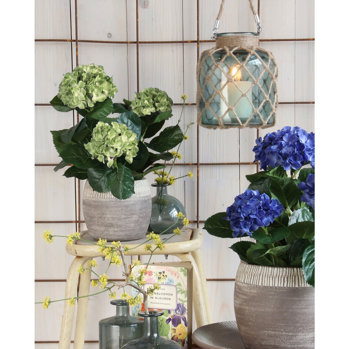 KantoormeubelenPlus Hortensia Kunstplant in Bloempot Stan - H45 x Ø45 cm - Groen
