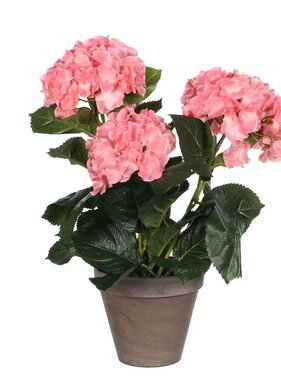 KantoormeubelenPlus Hortensia Kunstplant in Bloempot Stan - H40 x Ø35 cm - Roze