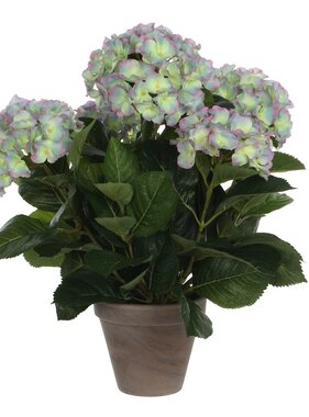 KantoormeubelenPlus Hortensia Kunstplant in Bloempot Stan - H45 x Ø45 cm - Lichtpaars