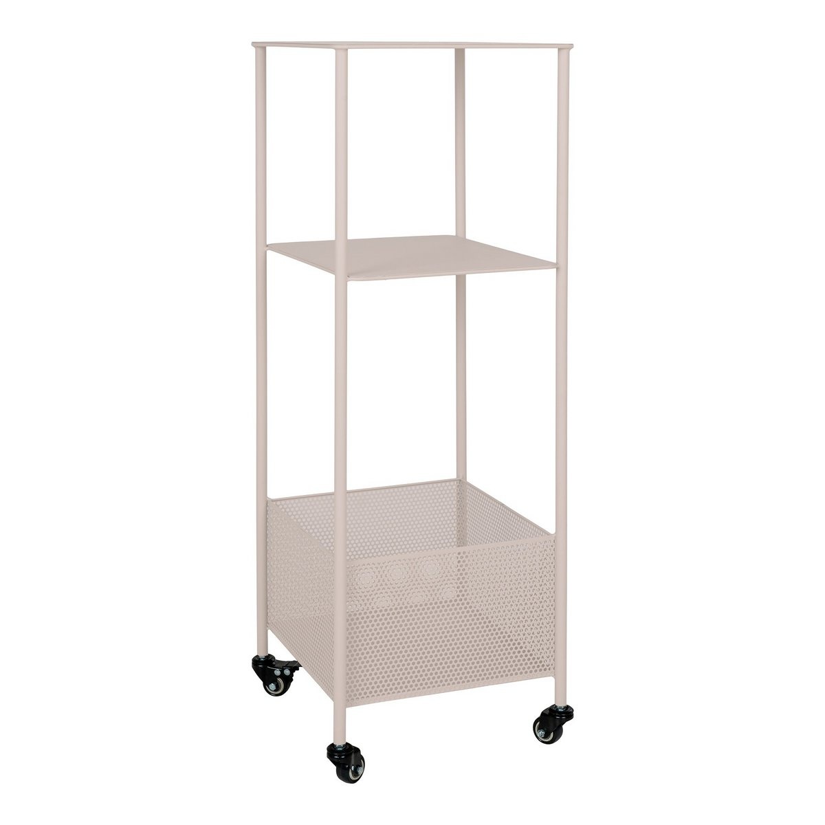 KantoormeubelenPlus Torres Metal Cart - Metalen kar, staal, zand, 3 planken, 35x35x100 cm