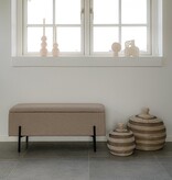 KantoormeubelenPlus Watford Bench - Bank in bouclé met opbergruimte, beige met zwarte poten, 95x36,5x46 cm, HN1233