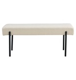 KantoormeubelenPlus Swindon Bench - Bank in bouclé, wit met zwarte poten, 100x36x42,5 cm, HN1232