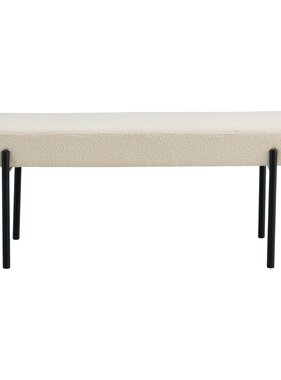 KantoormeubelenPlus Swindon Bench - Bank in bouclé, wit met zwarte poten, 100x36x42,5 cm, HN1232